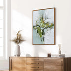 VERDANT SANCTUARY: Heavily Textured Abstract Green and White Painting