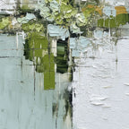 VERDANT SANCTUARY: Heavily Textured Abstract Green and White Painting