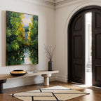 VERDANT SANCTUARY: Textured Palette Knife Painting of a Lush Jungle Oasis