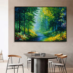 VERDANT WHISPER: Textured Palette Knife Forest Landscape Oil Painting