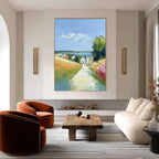 VIA AL MARE: Textured Impasto Painting of a Coastal Village Path