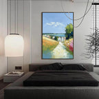 VIA AL MARE: Textured Impasto Painting of a Coastal Village Path