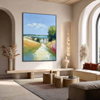 VIA AL MARE: Textured Impasto Painting of a Coastal Village Path