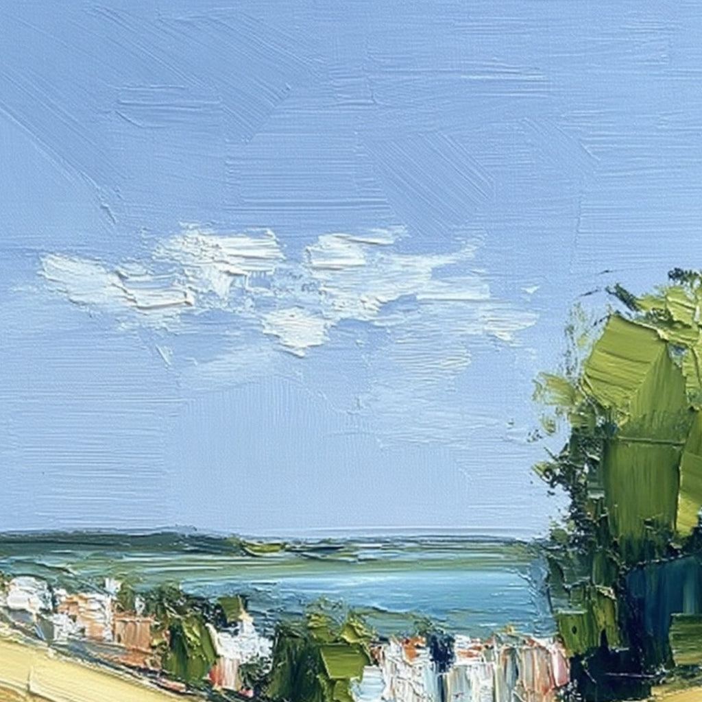 VIA AL MARE: Textured Impasto Painting of a Coastal Village Path