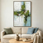 VERDANT ECHO: Wabi Sabi Reflected Landscape Canvas