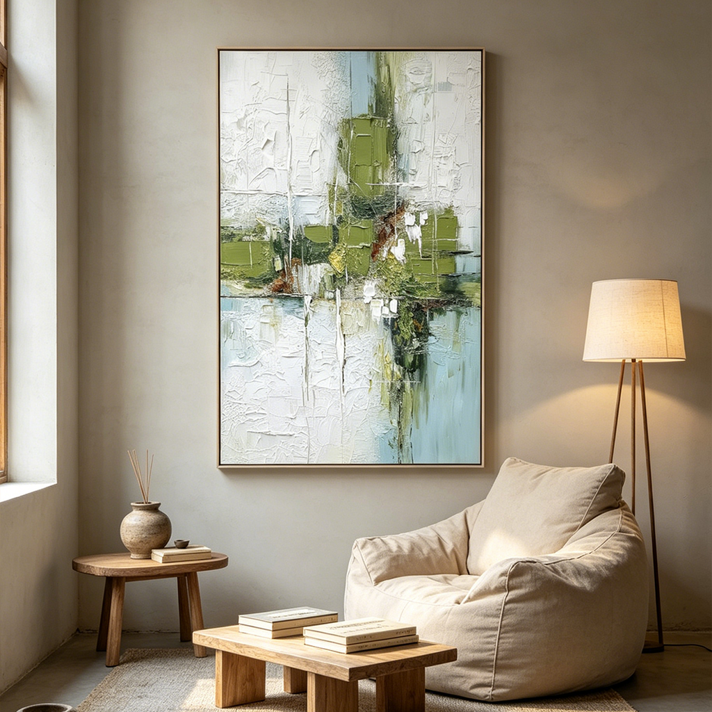 VERDANT ECHO: Wabi Sabi Reflected Landscape Canvas