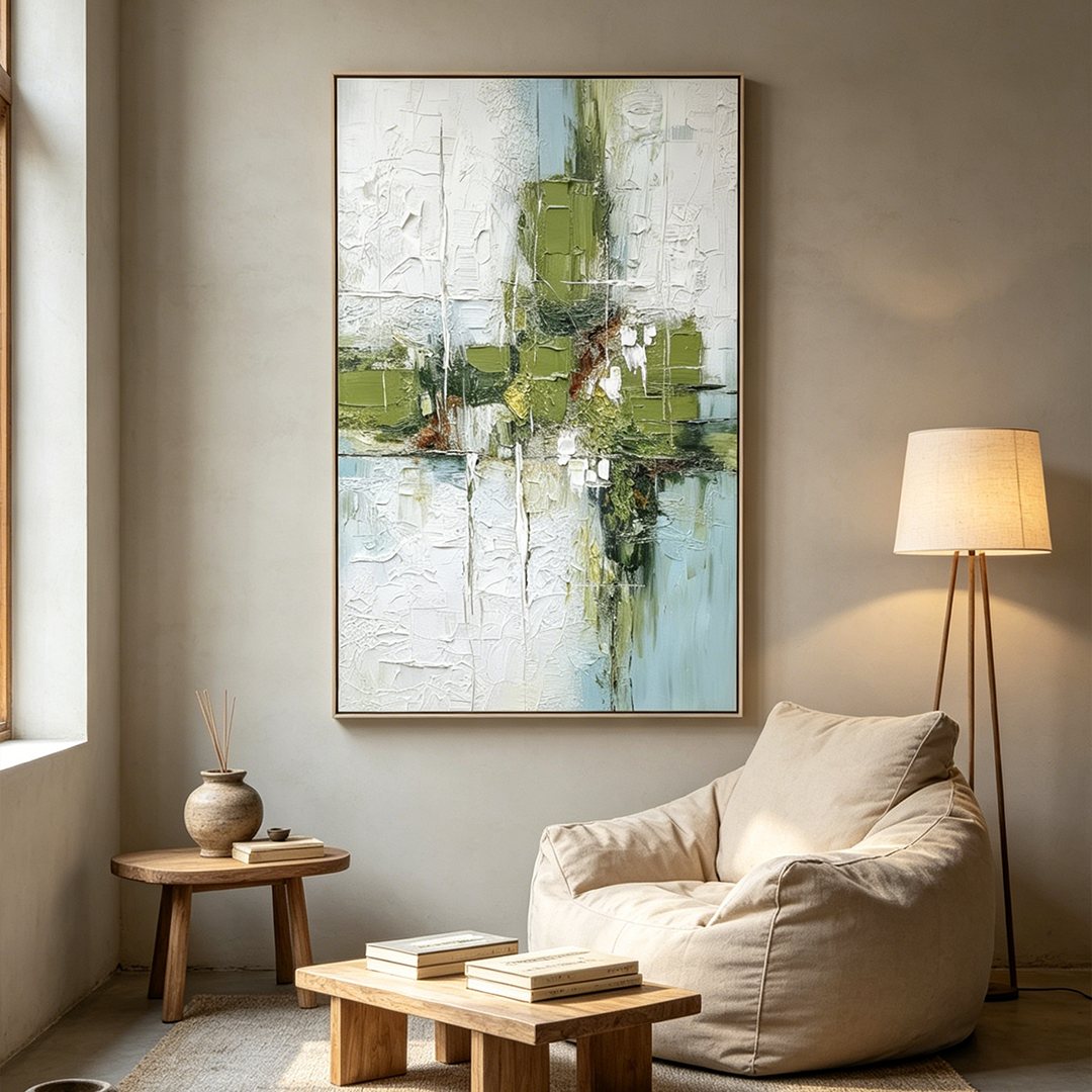 VERDANT ECHO: Wabi Sabi Reflected Landscape Canvas