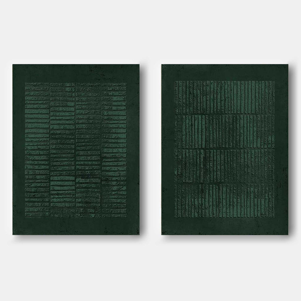 VERDANT VERSES: Wabi Sabi Green Textured Wall Art Set of 2