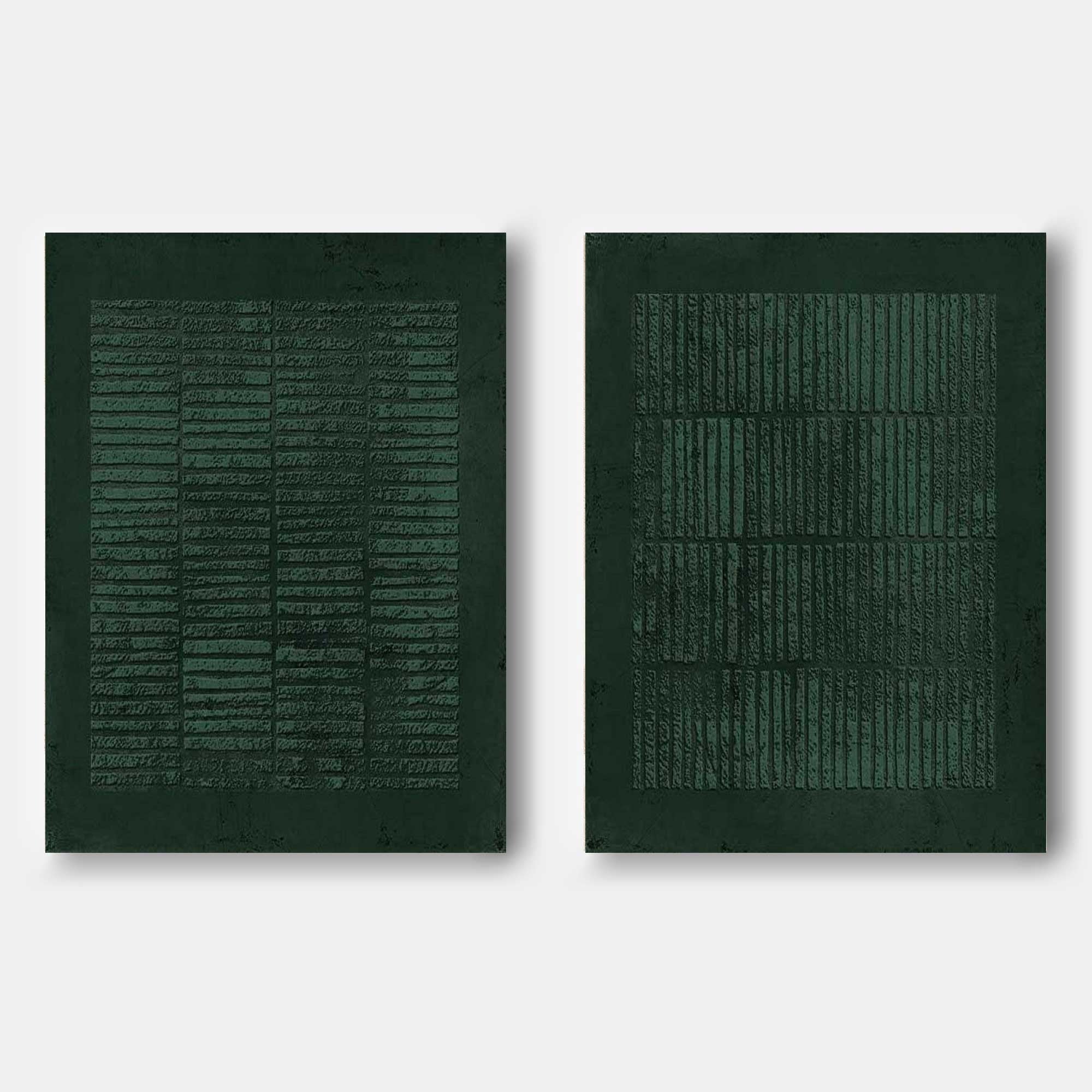 VERDANT VERSES: Wabi Sabi Green Textured Wall Art Set of 2