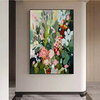 SECRET GARDEN: Vibrant Profusion Of Colorful Blooms Vertical Canvas