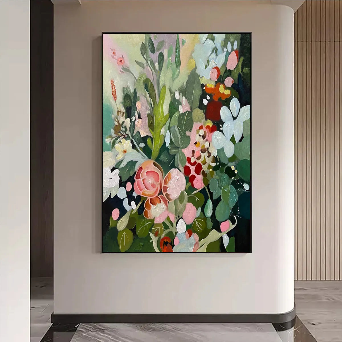 SECRET GARDEN: Vibrant Profusion Of Colorful Blooms Vertical Canvas