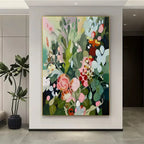 SECRET GARDEN: Vibrant Profusion Of Colorful Blooms Vertical Canvas