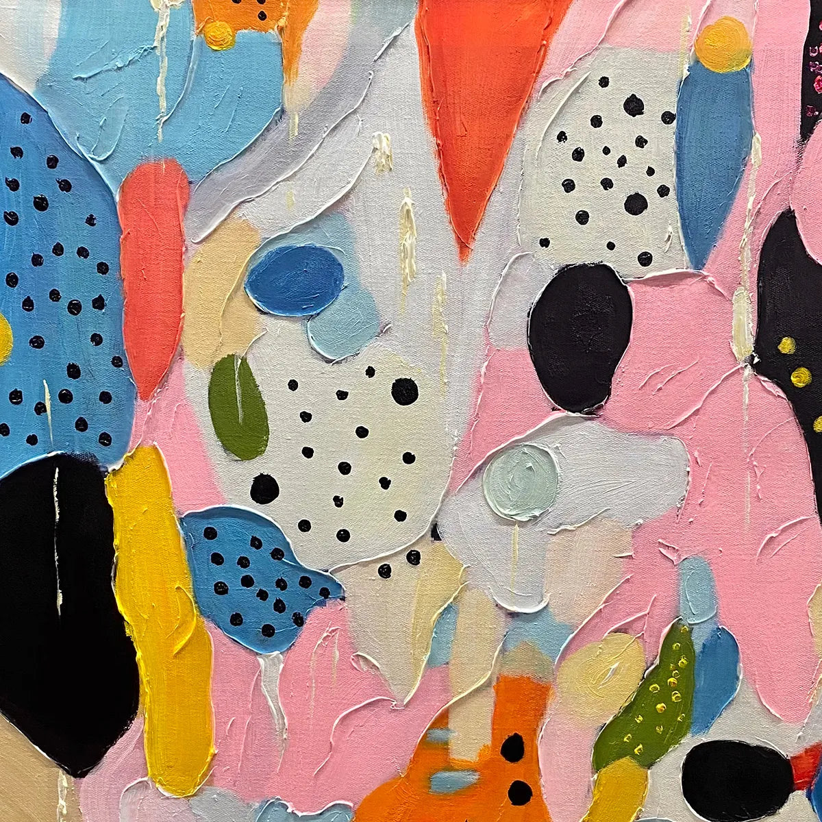 CONFETTI DREAMS: Vibrant Pink and Multicolor Abstract Canvas Wall Art