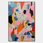 CONFETTI DREAMS: Vertical Abstract Painting in Vibrant Pink and Multicolor
