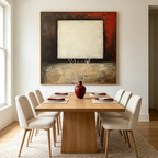 VOID: Central White Square Deep Red Brown Beige Minimalist Square Canvas