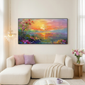 WATERCOLOR SUNSET: Impressionistic Sunset Over Water Canvas