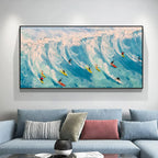 WAVE RIDERS: Ocean Painting of Surfers in Motion