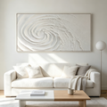 WHIRLWIND: Impasto Dynamic White Swirl Textured Canvas