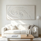 WHIRLWIND: Impasto Dynamic White Swirl Textured Canvas