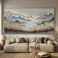 WHISPERING MEADOW: Thick Impasto Wabi Sabi Mountain White Blossom Canvas