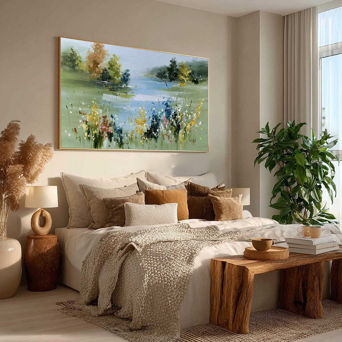 WHISPERING MEADOW: Textured Impasto Wildflower Landscape Painting