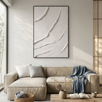 WHISPERING WAVES: Textured White Wabi Sabi Minimalist Canvas