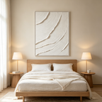 WHISPERING WAVES: Textured White Wabi Sabi Minimalist Canvas