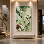 WHISPERING MEADOW: Green Gold Abstract Wildflowers Canvas