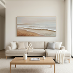 WHISPERING TIDES: Gentle Waves Soft Sand Textured Coastal Canvas