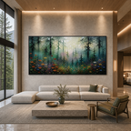 WHISPERING WOODS: Sunlit Forest Wildflowers Impressionistic Canvas