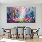 WHISPERING WOODS: Textured Impasto Vibrant Floral Forest Canvas