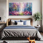 WHISPERING WOODS: Textured Impasto Vibrant Floral Forest Canvas