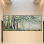 WHISPERING WOODS: Misty Green Forest Soft Gold Wabi Sabi Canvas
