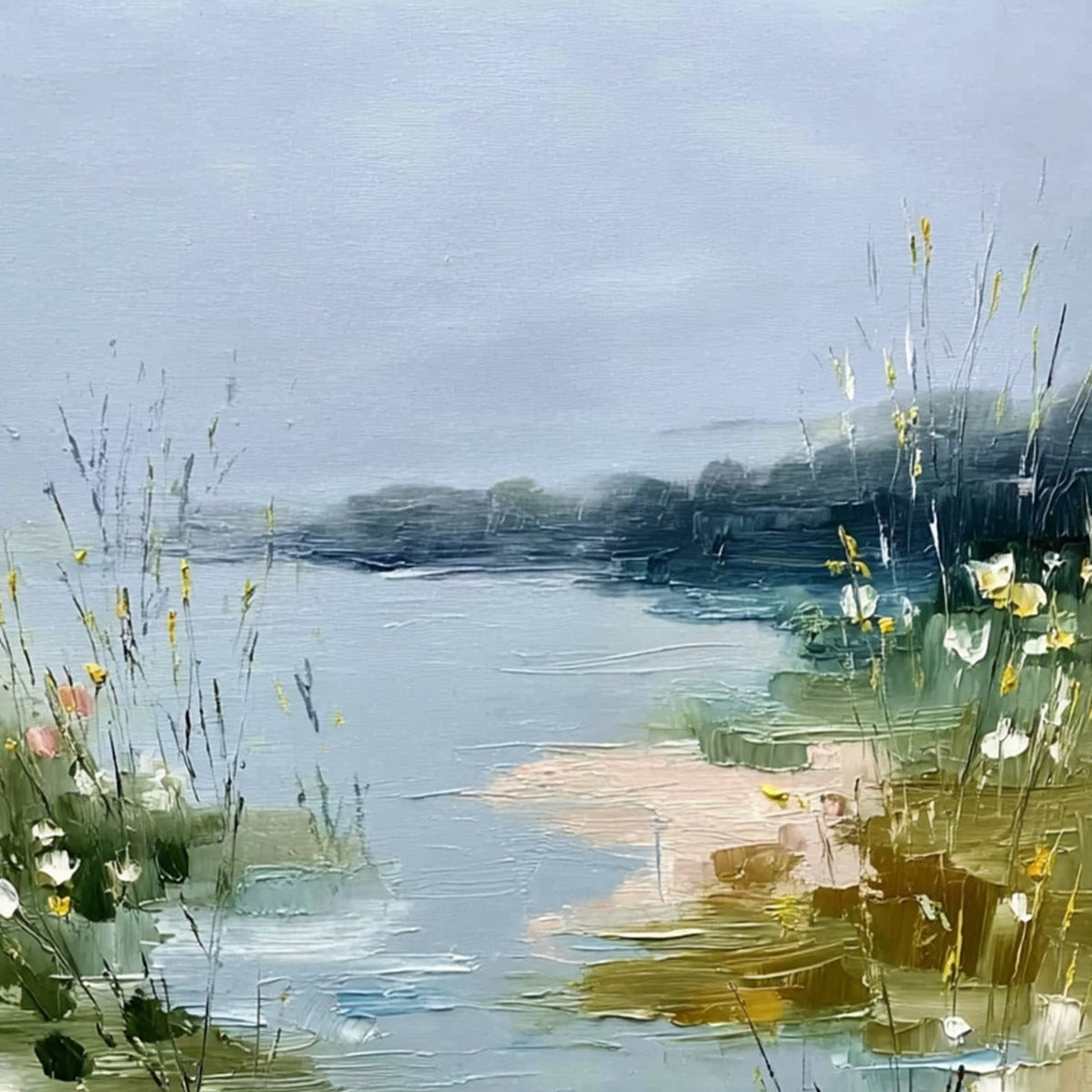 WHISPERS OF THE MARSH: Textured Wabi Sabi Style Vertical Landscape Painting