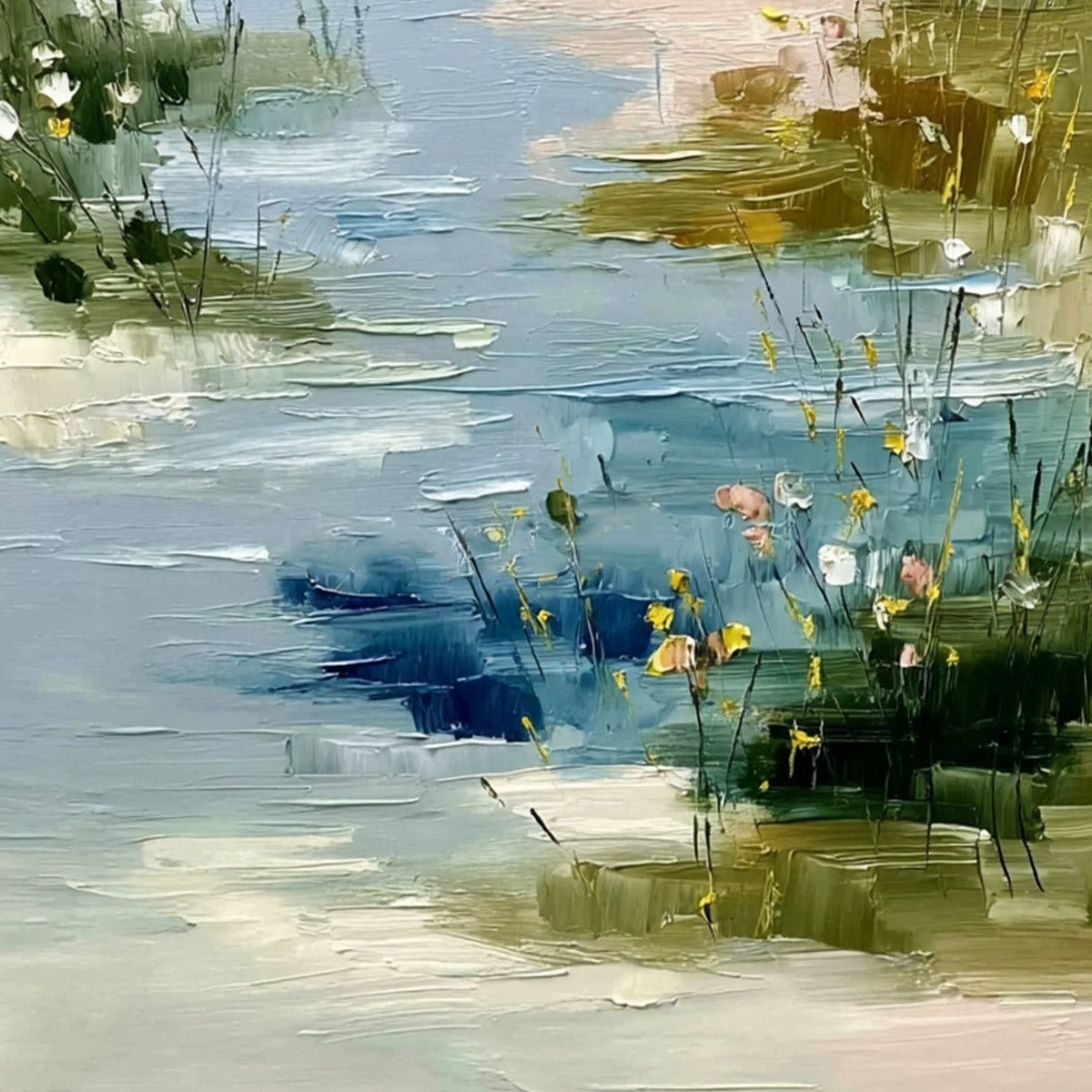 WHISPERS OF THE MARSH: Textured Wabi Sabi Style Vertical Landscape Painting