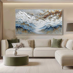 WHISPERS OF THE VALLEY: Textured Mountain Landscape Painting with Golden Blossoms