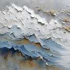 WHISPERS OF THE VALLEY: Textured Mountain Landscape Painting with Golden Blossoms