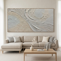 WHISPERS OF THE WIND: Beige Grey Textured Swirls Panoramic Canvas
