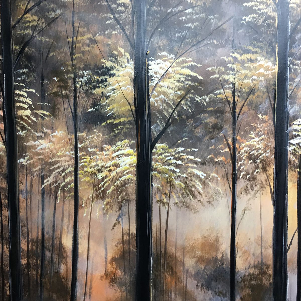WHISPERS OF THE WOODS: Sunlit Forest Path Oil Painting