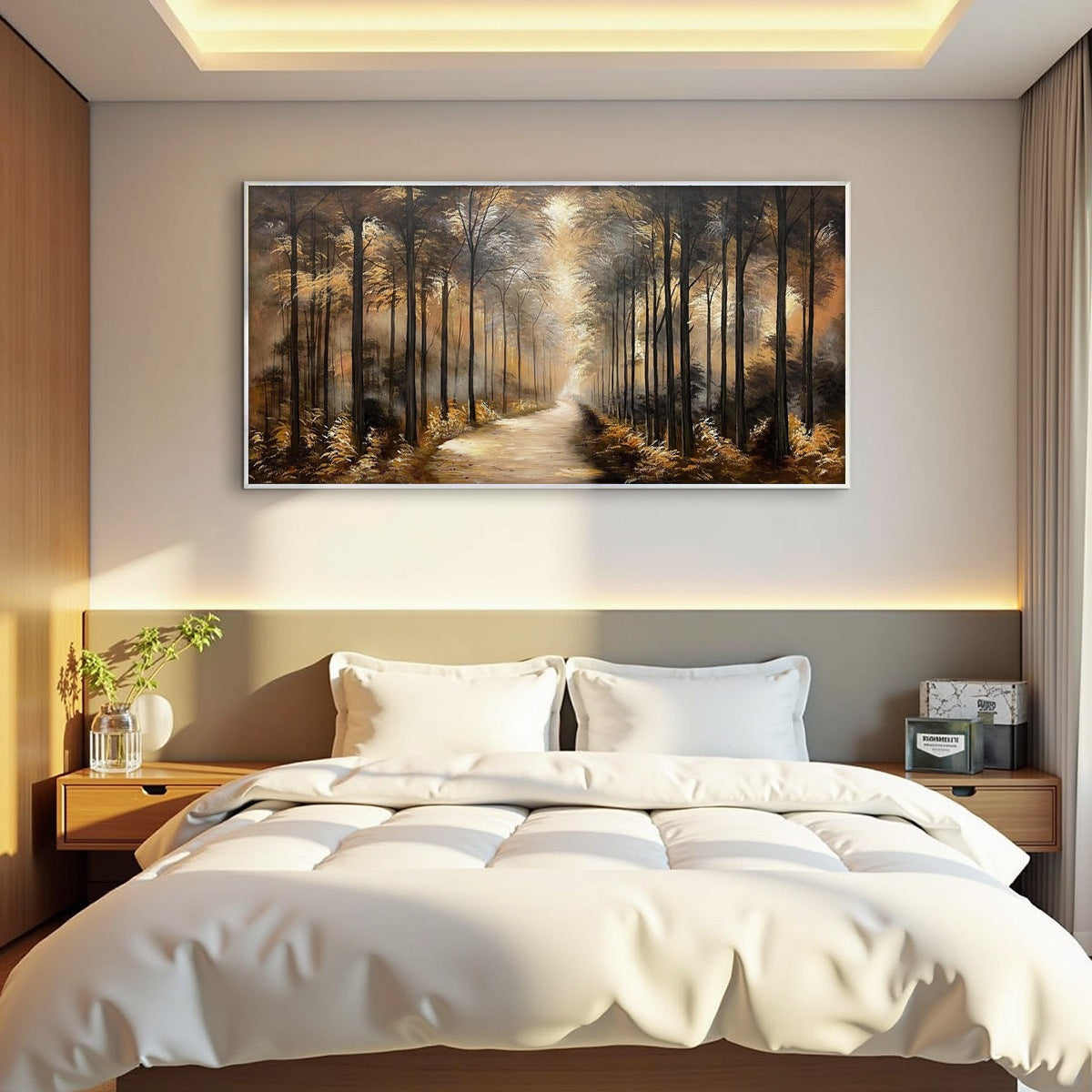 WHISPERS OF THE WOODS: Sunlit Forest Path Oil Painting