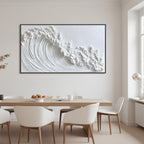 WHITE CREST: Textured Impasto White Ocean Wave Canvas