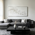 WHITE CREST: Textured Impasto White Ocean Wave Canvas