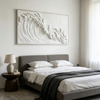 WHITE CREST: Textured Impasto White Ocean Wave Canvas