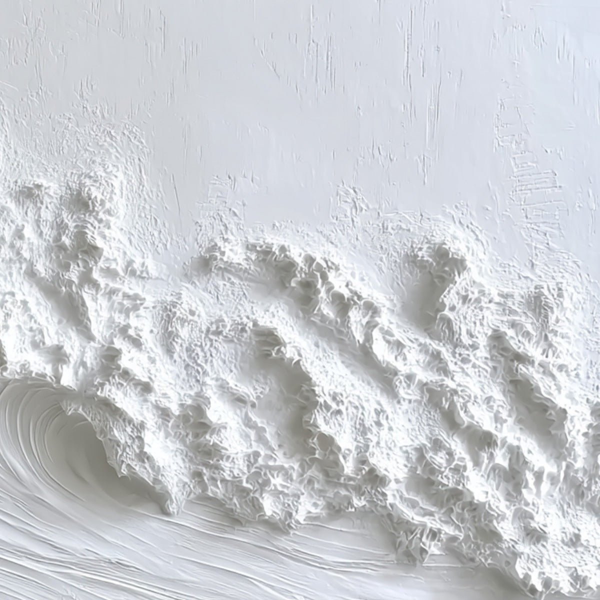 WHITE CREST: Textured Impasto White Ocean Wave Canvas