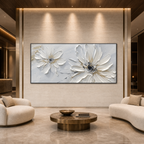 WHITE BLOSSOM SERENITY: White Textured Blossoms Canvas