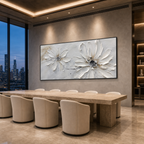 WHITE BLOSSOM SERENITY: White Textured Blossoms Canvas