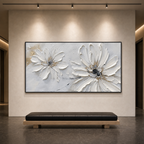 WHITE BLOSSOM SERENITY: White Textured Blossoms Canvas