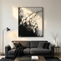WHITE FLORAL: 3D Textured Impasto White Blossoms Canvas