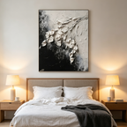 WHITE FLORAL: 3D Textured Impasto White Blossoms Canvas