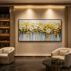WHITE MAGNOLIAS: Yellow Green Parisian Textured Canvas